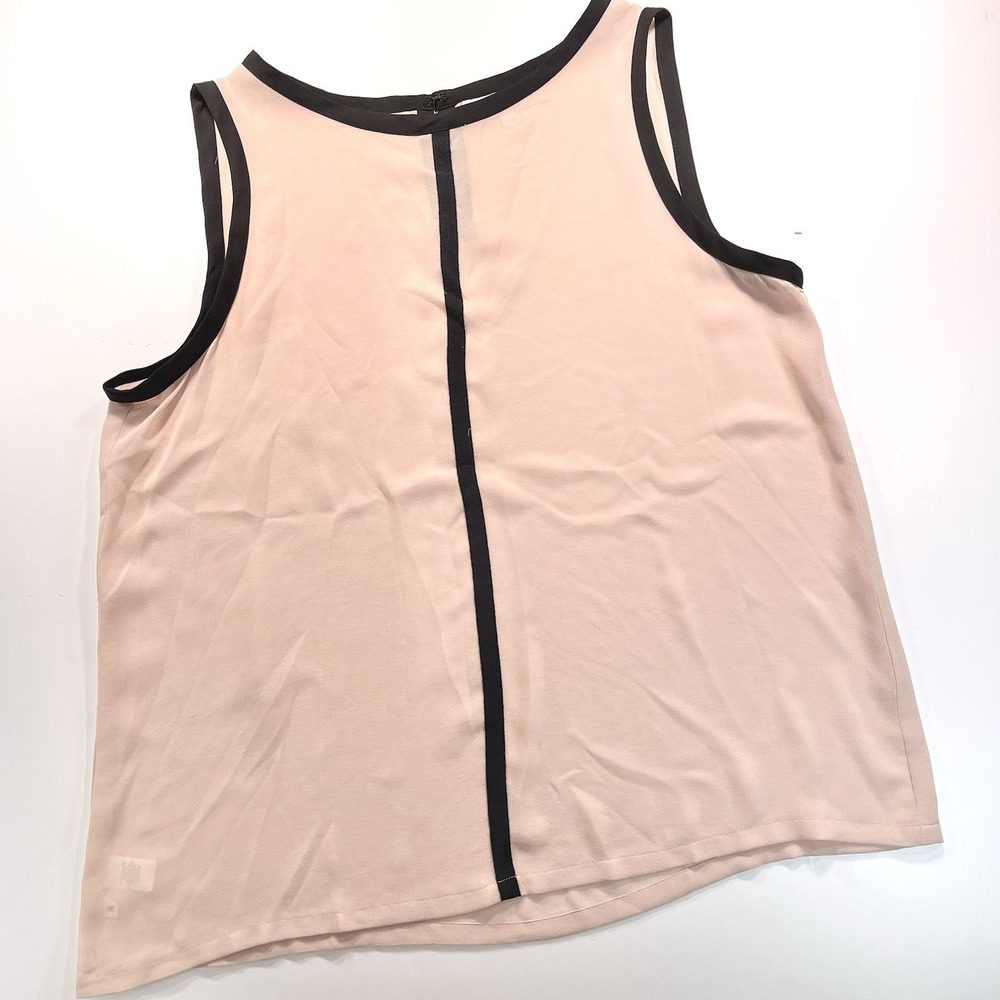 LOFT women's Peach Sheer Dress Tank Camisole‎ With Black Trim Size Large